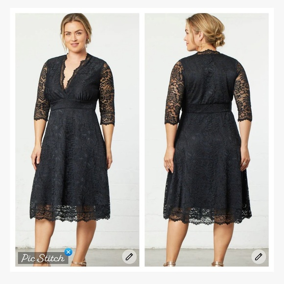 Kiyonna Mademoiselle Black Lace Cocktail Dress - Picture 1 of 12